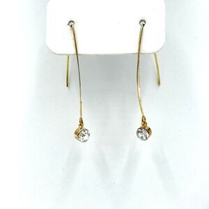 New Melody Gold Tone White Gemstone Drop Pierced Earrings